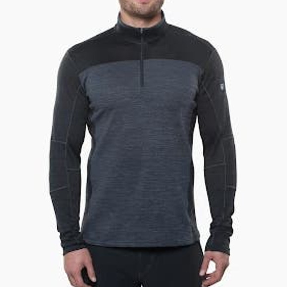 Kuhl Men's Ryzer 1/4 zip pull over sweater in "Black/ Koal" Black/gray size L - Picture 1 of 10